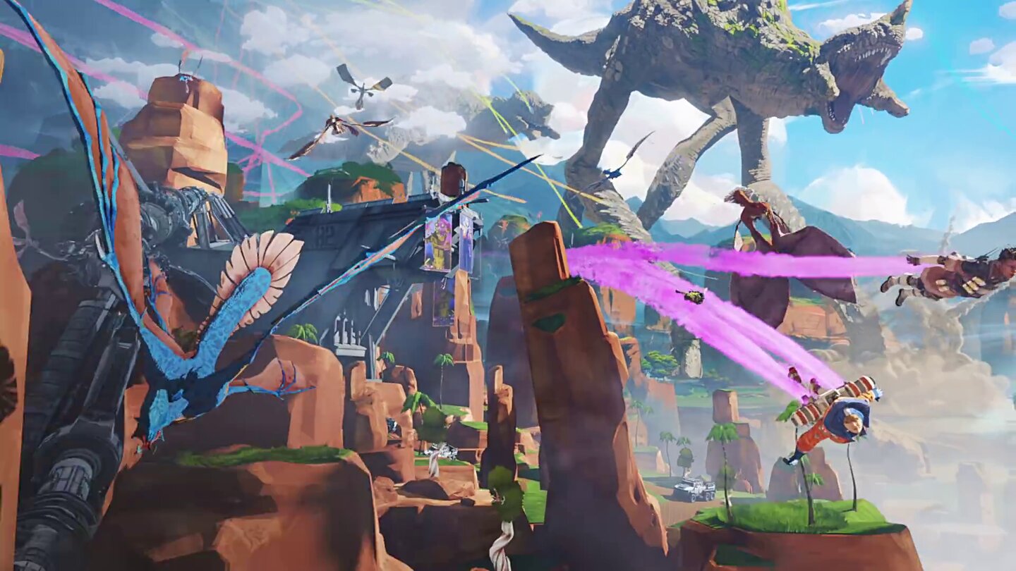 Im Trailer zu Apex Legends taucht der mysteriöse Crypto auf und zerstört  den Repulsor-Turm