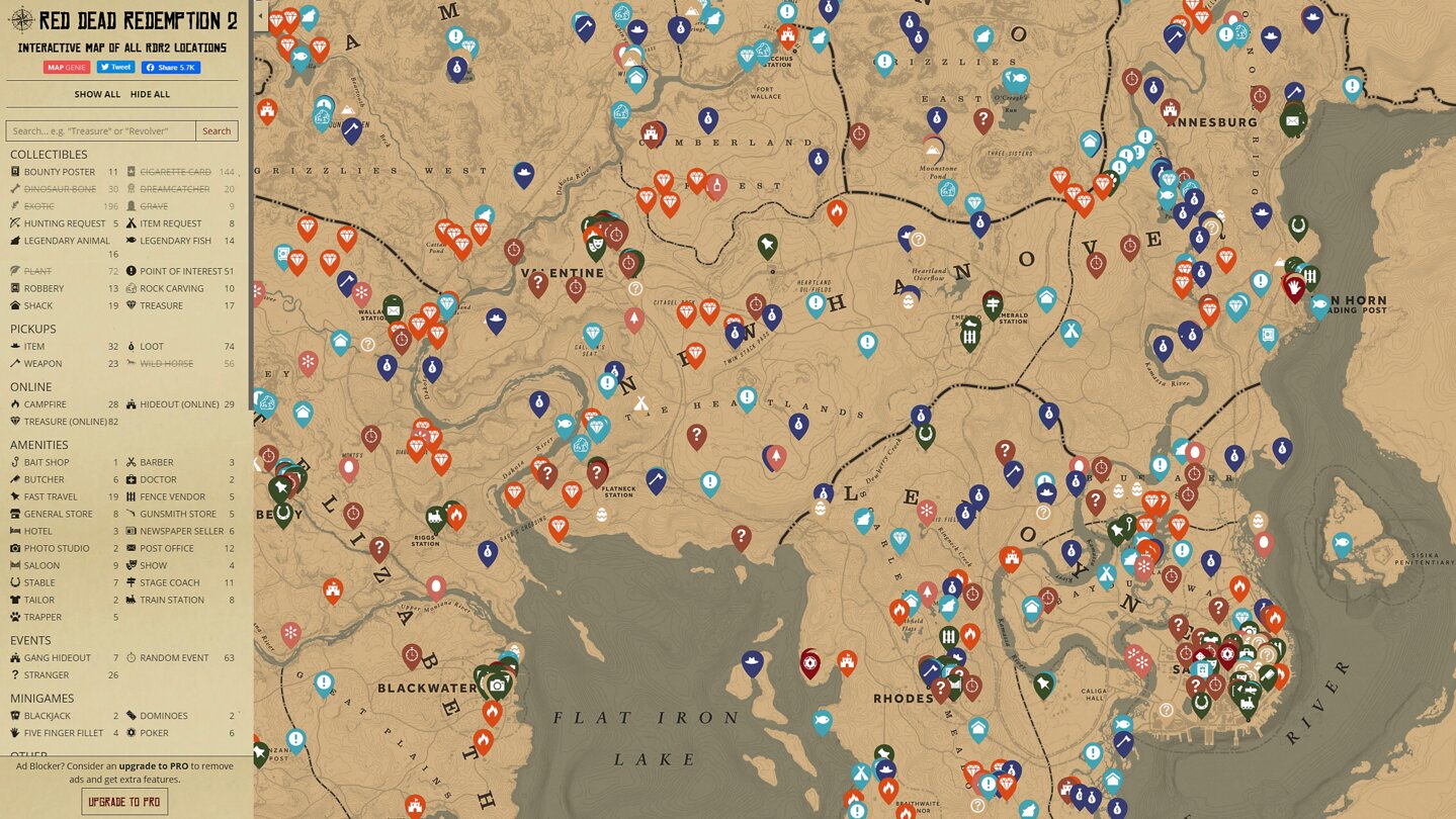 Interaktive Map zu Red Dead 2: Collectibles, Tiere, Schätze & mehr