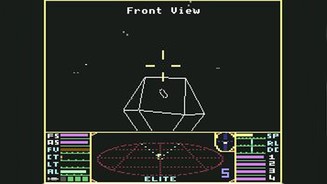 Elite (1984)Quasi der Weltraumspiel-Urknall: Spielerische Freiheit, komplette Galaxien, Missionen, aufrüstbare Schiffe, Handel, Piraten und sogar Tribbles wie in Star Trek -- die hier zwar »Trumbles« heißen, aber genauso nervig sind. Auf dem C64, Apple II und ZX Spectrum sind die Handvoll Raumschiff-Polygone nicht mal ausgefüllt, aber die Vektorgrafik-Duelle trotzdem unglaublich spannend.