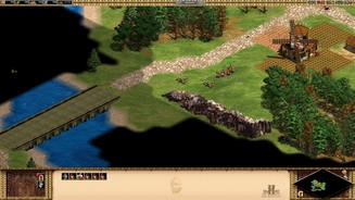 Age of Empires 2 HD EditionTolle KI: die beiden grünen Skorpion-Pfeilschleudern fliehen vor unseren Deutschrittern – und schießen wieder, wenn wir die Verfolgung abbrechen.