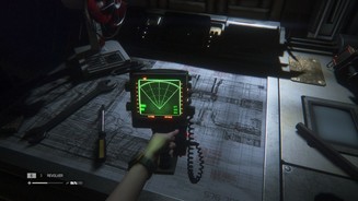 Alien: Isolation - PC-Screenshots aus der Test-VersionDer aus den Filmen bekannte Motion-Tracker zeigt uns die Position aller Lebewesen in der Umgebung - sofern sie sich bewegen.