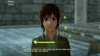 Attack on Titan 2Zwischen den Kämpfen können wir uns in Dialogen mit anderen Jägern anfreunden, um das Verhältnis zu stärken und neue Fähigkeiten zu lernen.