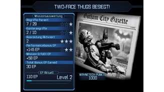 Batman: Arkham City LockdownNach einem Kampf wird abgerechnet und Batman bekommt Erfahrungspunkte für seine Aktionen.