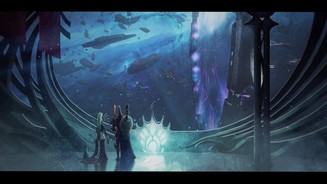 Battlefleet Gothic: Armada 2 - Beim ersten Kontakt mit einem neuen Gegner erfahrt ihr deren Geschichte in animierten Illustrationen – hier die der Aeldari.