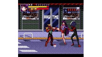 Fighting in front of a shop