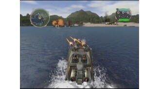 Firing my machine guns onto land targets.