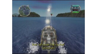 Firing rockets at an enemy boat.