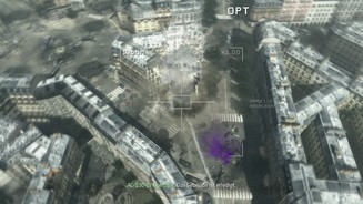 Call of Duty: Modern Warfare 3 - PC-Screenshots (Solo-Kampagne)Mit dem großen 105-Millimeter-Geschütz eines Gunships zerlegen wir einige Häuser in Paris.