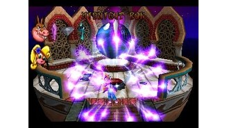 After collecting a purple crystal, indicating that you beat the level, this animation shows.