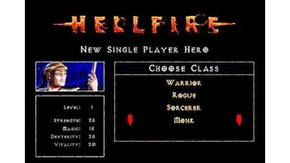 Diablo: HellfireIm Hauptmenü ist lediglich der Mönch als neue Klasse auswählbar.