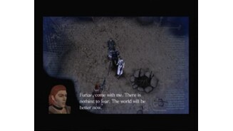 In-game cutscenes have a transparent blue frame and a character facial that corresponds to the one currently talking
