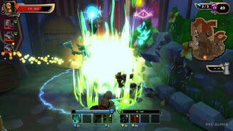 Dungeon Defenders 2Jeder Held verfügt über eigene Spezialangriffe. Der Mönch haut etwa so fest auf den Boden, dass sämtliche Gegner in näherer Umgebung Schaden erleiden.