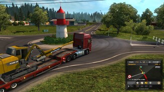 Euro Truck Simulator 2 Titanium-EditionSchönes Detail: Der ausufernde Kreisverkehr-Wahn ist zwar die Geißel der autofahrenden Menschheit – aber der hier ist wirklich nett gemacht.