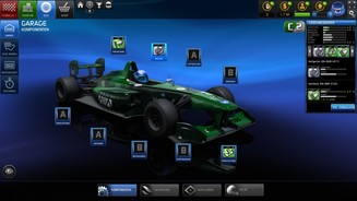 F1 Online: The GameIn der Garage schrauben wir an unserem Rennwagen. Hier bauen wir gerade einen neuen Motor ein, der unsere Leistung deutlich verbessert.