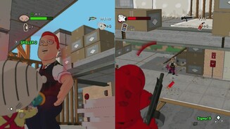 Family Guy: Zurück ins MultiversumDie Kampagne ist komplett im Koop spielbar. Leider geht im Splitscreen manchmal die Übersicht flöten.