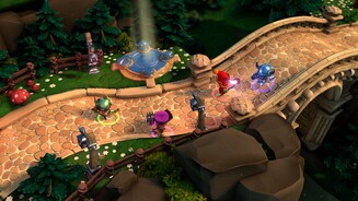 Fat Princess Adventures
An Portalen wie diesem da über der Straße können wir unsere Heldenklasse wählen. Gleichzeitig dienen sie als Checkpoint.