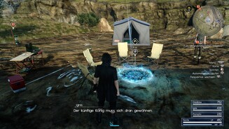 Final Fantasy 15: Windows EditionNur wenn wir schlafen werden unsere Erfahrungspunkte angerechnet. Deshalb müssen wir regelmäßig Hotels aufsuchen oder notfalls unsere Zelte aufschlagen.