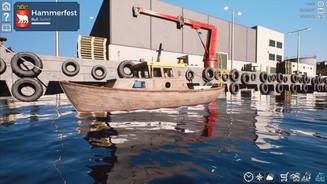 Fishing: Barents SeaNach einem einführenden Tutorial beginnt im Hafen von Hammerfest (Norwegen) das eigentliche Spiel. Der erste Kutter ist eine bessere Nussschale.