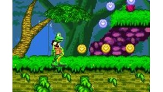 Different colored coins take you to different things in the level (blue to gems, red to health, yellow to the exit)