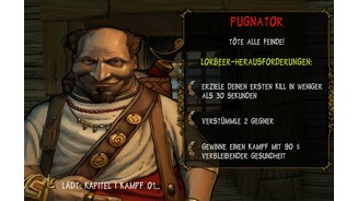 I, GladiatorDurch das ganze Spiel hindurch begleitet uns der »Pugnator« als unsere Lehrer und Mentor. Er erklärt uns weiterhin die wichtigsten Spielelemente und gibt uns Bonusziele für jeden Kampf vor.