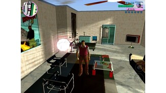 GTA: Vice City 10th Anniversary EditionFalsche Klamotten für den Job? In Tommy Vercettis Hotelzimmer können wir nach Lust und Laune das Outfit wechseln.