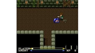 Hacking strange blue guys in the dungeon
