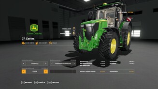 Landwirtschafts-Simulator 19Bevor wir ein Fahrzeug kaufen, modifizieren wir es im 3D-Kaufmenü. Hier stechen die Details der lizensierten Maschinen hervor.