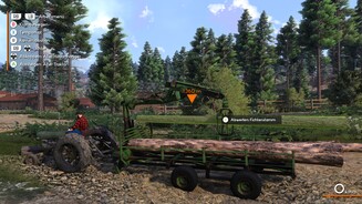 Lumberjacks DynastyMit Vorkriegs-Traktor plus Hänger klauben wir die gestückelten Stämme auf. Anfangs schleppen wir sie sogar von Hand, sind ja nur ein paar hundert Kilo Gewicht.