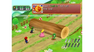 A microphone game: rolling a log out of the way