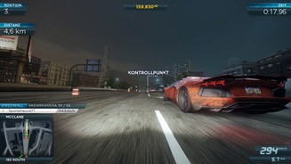 Need for Speed: Most Wanted (PC)Die Stoßstangen-Kamera hängt viel zu tief und ist somit spielerisch unbrauchbar. Eine Motorhauben- oder gar Cockpit-Perspektive fehlt.