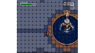 Large room with a statue