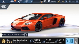 Need for Speed: No LimitsIm Showroom darf man sämtliche 3D-Karren von allen Seiten betrachten – mit insgesamt 22 Autos ist das Angebot jedoch recht dürftig.