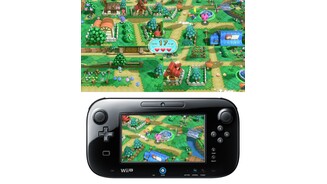 Nintendo LandEiner läuft per Bildschirmcontroller davon und muss Süßigkeiten in Schalen werden, die anderen müssen ihn daran hindern.