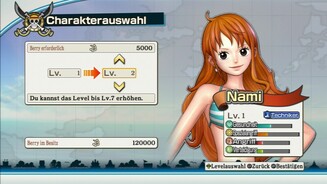 One Piece Pirate Warriors 2Wer keine Lust hat seine Charaktere ewig zu trainieren, um sie aufzuleveln, kann praktischerweise auch sein Geld zum Leveln benutzen.