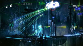 ResogunDie drei wählbaren Raumschiffe unterscheiden sich unter anderem in ihrer Bewaffnung und Geschwindigkeit.