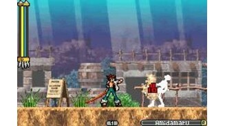 Defeating a skeleton.