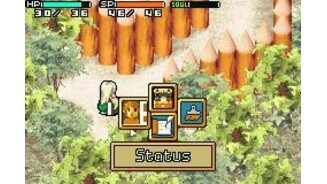 The in-game menu is very simple; consisting of only 4 options -- Items, Status, Window Color, and Save