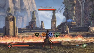 SorceryFeuerzauber: Schwingen wir den Move-Controller seitwärts entsteht eine Feuerbarriere.