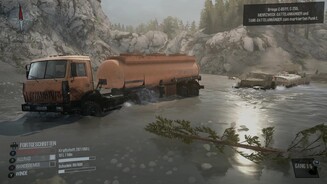 Spintires: MudRunnerBei dieser Challenge-Mission gilt es, zwei Lastwagen zu einem Leuchtturm zu fahren. Die Meeresströmung ist eine der Herausforderungen.