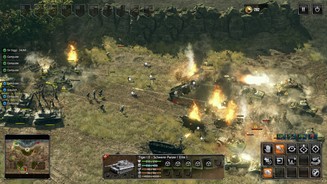 Sudden Strike 4Multiplayer- und Skirmish-Gefechte spielen sich deutlich schneller. Vor allem, wenn Computerspieler beteiligt sind – dann gibt’s auch mal solche chaotische Massenschlachten.