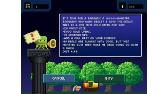 Tiny Dice DungeonMarktschreier: Diese Form der Werbung für In-App-Käufe tritt glücklicherweise nur selten und recht humorig auf.