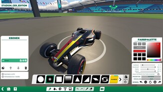 TrackmaniaIm Auto-Editor könnt ihr die Lackierung eures Gefährts umfangreich anpassen, die Menüs sind aber alles andere als innovativ.