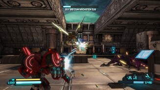 Transformers: Rise of the Dark Spark - PC-ScreenshotsWährend wir am Cybertron-Bahnhof auf den Zug warten, spielen wir eine Solovariante des Multiplayer-Hordemodus.