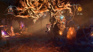 Trine 3: Artifacts of PowerDer Ritter spielt sich in 3D am besten, weil er dank Schwebe-Schild nicht auf präzsie Navigation angewiesen ist.