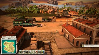 Tropico 5Zu Beginn haben wir kaum mehr als eine Hafenanlage - im Hintergrund erkennen wir die unerforschten Teile der Insel.