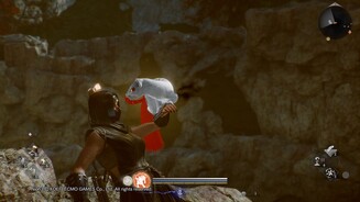 Nioh 3: Wir machen auch Bekanntheit mit freundlichen Yokai wie dem Chijiko, den wir mit Pfeil und Bogen aus der Luft holen.