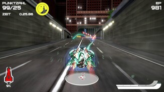 Wipeout Omega CollectionMit dem Leech Beam lässt sich die eigene Energie erhöhen, indem man sie von einem anderen Fahrer abzwackt.