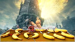 Spieler bezwingt Bosse mit elf Bananen