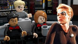 Jemand hat Crew und Brücke von Star Trek Voyager in Lego nachgebaut