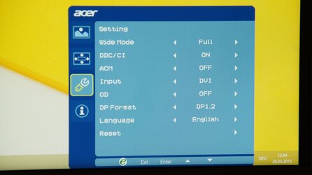 Acer XG270HU - Monitormenü